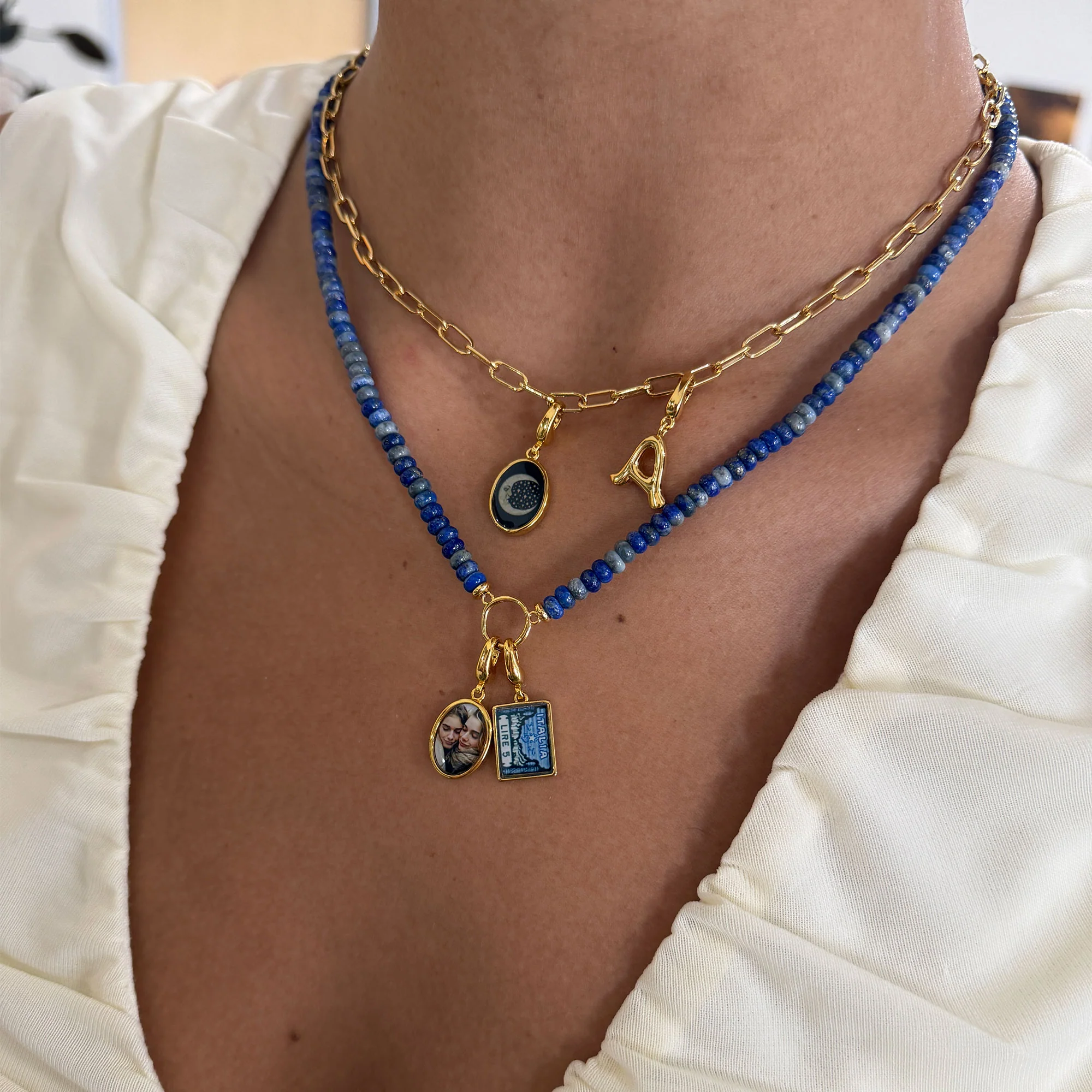 Clara Blue Lapis Circle Necklace - Image 3