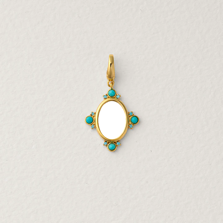 Jean Turquoise Oval Portrait Pendant – Custom Photo Charm - Image 2