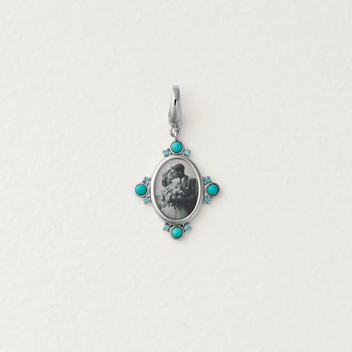 Jean Turquoise Oval Portrait Pendant – Custom Photo Charm - Image 6